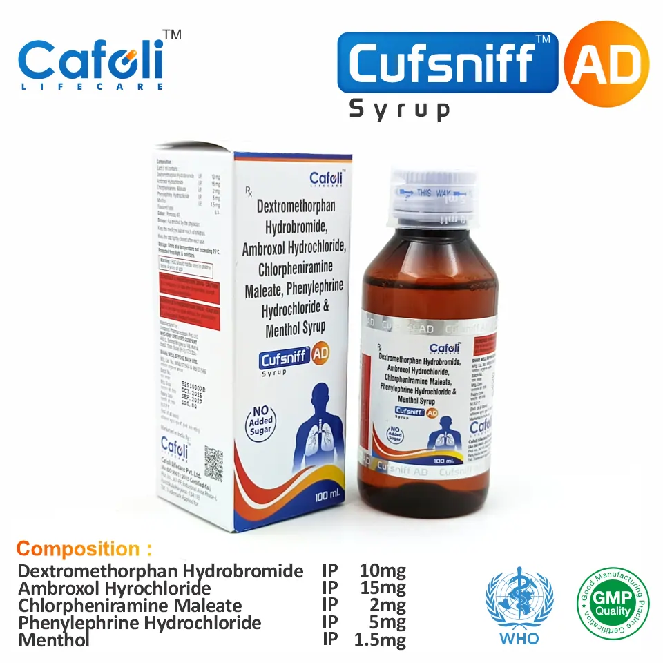 Ambroxol + Guaifenesin + Menthol + Terbutaline Syrup at Best Price in PCD Pharma Franchise for Respiratory and Cough Relief.